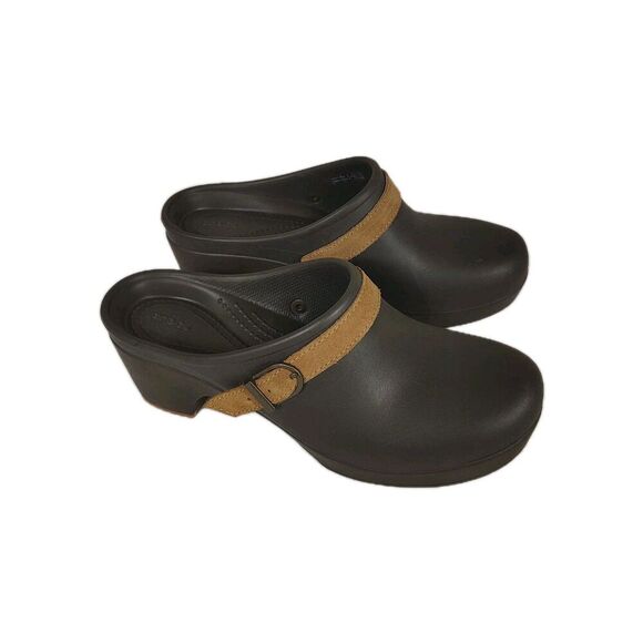 CROCS Shoes - Crocs Womens Cottagecore Granola Platform Clog Mules Size 8 Brown Chunky Strap